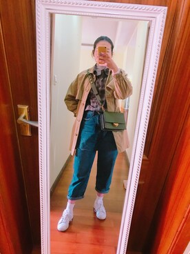 「アイテム（ピーコート）」を使った、辣味浓糖さん（レディース・171cm・10代）の春コーディネート