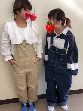 「ラガーシャツ」｜「アイテム（オールインワン・サロペット）」を使った、🍓MOMOCO🍓さん（レディース・160cm）の秋コーディネート