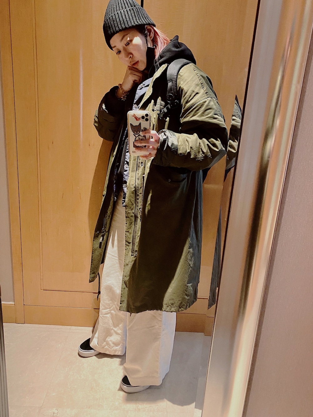 「arcteryx、BEAMS BOY、backpack、KLATTERMUSEN、niko and ...、VANS、ALAND」｜「A-alandのアイテム（ジャケット/アウター、グリーン系）」を使った、monkeyさん（レディース・173cm）の春コーディネートの1枚目の写真