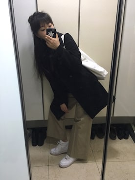 「NIKE（ナイキ）のアイテム（シューズ、ホワイト系）」を使った、gu_bebeさん（レディース・155cm）の春コーディネート
