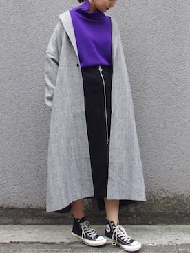 「WHO'S WHO gallery（フーズフーギャラリー）のアイテム（チェスターコート）」を使った、TOMOMIさん（レディース・168cm）の冬コーディネート