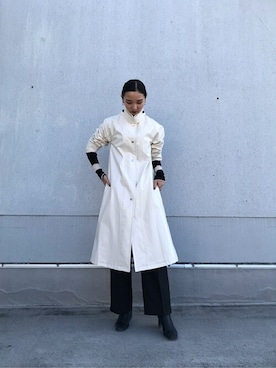 「UNITED TOKYO（ユナイテッドトウキョウ）のアイテム（ステンカラーコート）」を使った、TOMOMIさん（レディース・168cm）の冬コーディネート