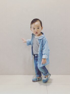 「next（next）のアイテム（Tシャツ/カットソー、ホワイト系）」を使った、Hallie.Hさん（キッズ）の冬コーディネート