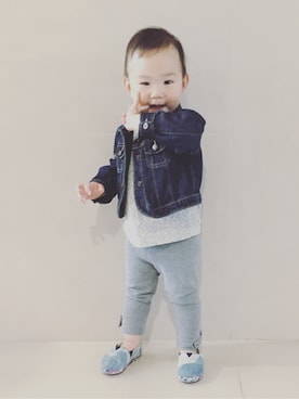 「babyGAP（babyGAP）のアイテム（デニムジャケット、ブルー系）」を使った、Hallie.Hさん（キッズ）の冬コーディネート