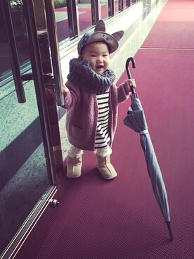 「ZARA KIDSのアイテム（その他）」を使った、Hallie.Hさん（キッズ・80cm）の冬コーディネート