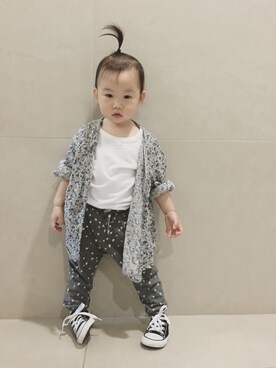 「muniのアイテム（ジャケット/アウター、その他）」を使った、Hallie.Hさん（キッズ）の春コーディネート