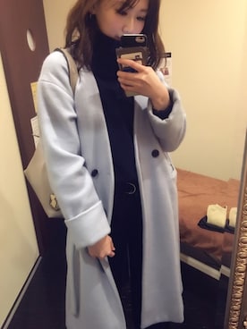 「FREE'S MART（フリーズマート）のアイテム（ノーカラージャケット）」を使った、MINAさん（レディース・167cm）の冬コーディネート