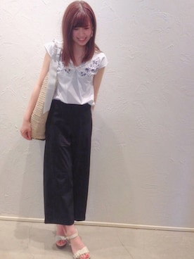 「actuel（アクチュエル）のアイテム（トップス）」を使った、Yukiさん（レディース・157cm）の夏コーディネート