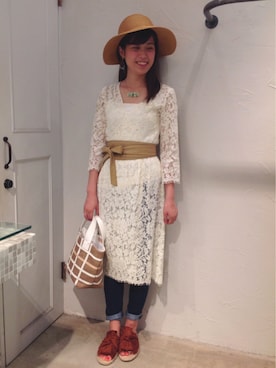 「サッシュベルト」｜「アイテム（その他アウター）」を使った、Yukiさん（レディース・157cm）の夏コーディネート