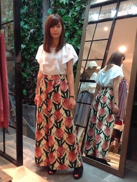 「actuel（アクチュエル）のアイテム」を使った、Yukiさん（レディース・157cm）の夏コーディネート