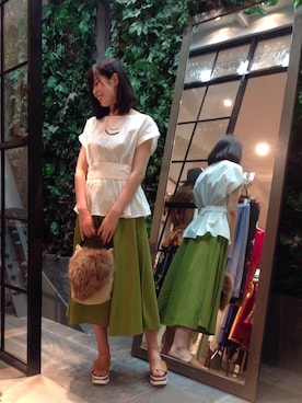 「INTERPLANET（インタープラネット）のアイテム（アクセサリー）」を使った、Yukiさん（レディース・157cm）の夏コーディネート