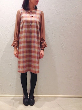 「INTERPLANET（インタープラネット）のアイテム（ワンピース/ドレス）」を使った、Yukiさん（レディース・157cm）の秋コーディネート