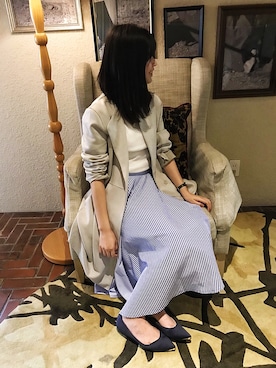 「ペタンコ靴」｜「アイテム（その他アウター）」を使った、Yukiさん（レディース・157cm）の春コーディネート