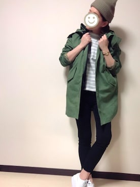 「UNIQLO（ユニクロ）のWOMEN ウルトラストレッチジーンズ（デニムパンツ）」を使った、izu☺︎さん（レディース・161cm）の冬コーディネート