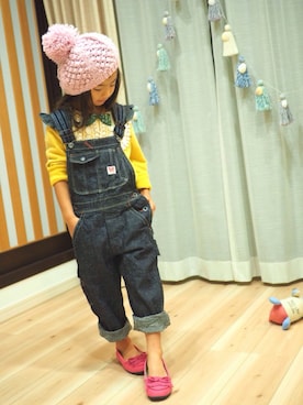 「ロールアップ」｜「アイテム（サロペット/オーバーオール）」を使った、ゆづさん（キッズ・120cm）の秋コーディネート