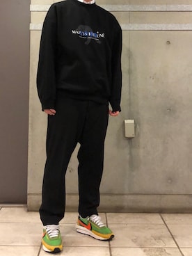 「ADER error（アーダーエラー）のアイテム（スウェット、ブラック系）」を使った、shionさん（メンズ・177cm）の秋コーディネート