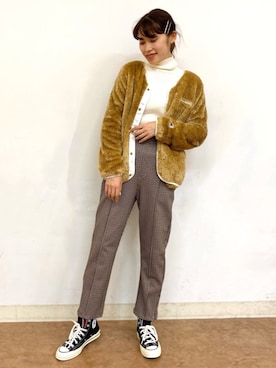 「Champion（チャンピオン）のアイテム（ブルゾン）」を使った、satoさん（レディース・162cm）の秋コーディネート