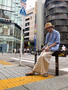 「MONKEY TIME（モンキータイム）の＜monkey time＞ T/WTR FATIGUE SHT/ファティーグシャツ（シャツ/ブラウス、ブルー系）」を使った、Yusuke Takeiさん（メンズ・175cm）の夏コーディネート