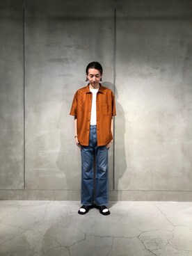 「MONKEY TIME（モンキータイム）の＜monkey time＞ RASCHEL LACE SHT/シャツ（シャツ/ブラウス、オレンジ系）」を使った、Yusuke Takeiさん（メンズ・175cm）の春コーディネート