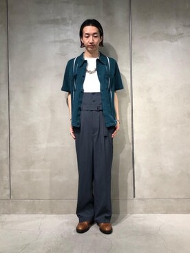 「MONKEY TIME（モンキータイム）の＜monkey time＞ renu TRO HI-WAIST SPDR PANTS/ハイウエストパンツ（その他パンツ、グレー系）」を使った、Yusuke Takeiさん（メンズ・175cm）の春コーディネート