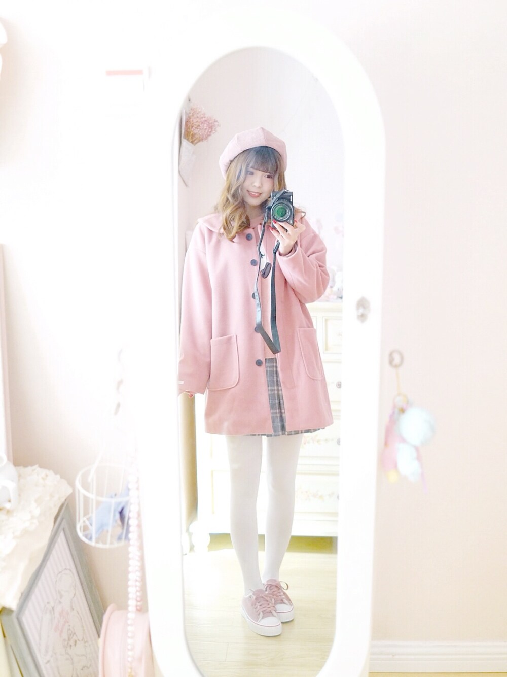 「no brandのアイテム（ジャケット/アウター、ピンク系）」を使った、_小白菜さん（レディース・165cm）の冬コーディネートの1枚目の写真