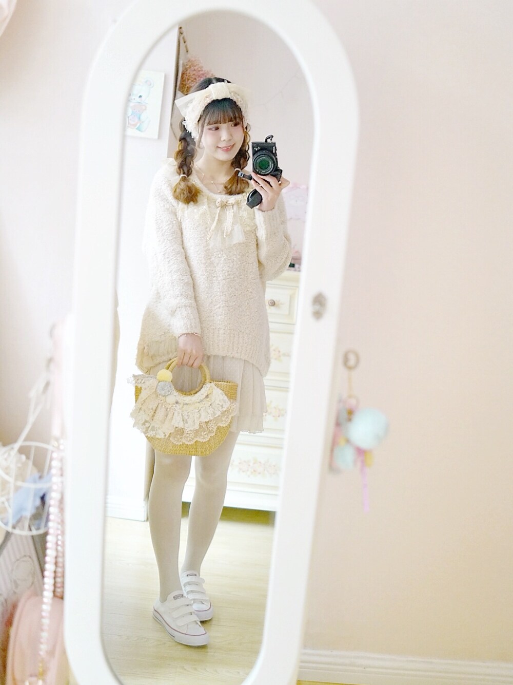 「menoのアイテム（ニット/セーター、ベージュ系）」を使った、_小白菜さん（レディース・165cm）の冬コーディネートの1枚目の写真