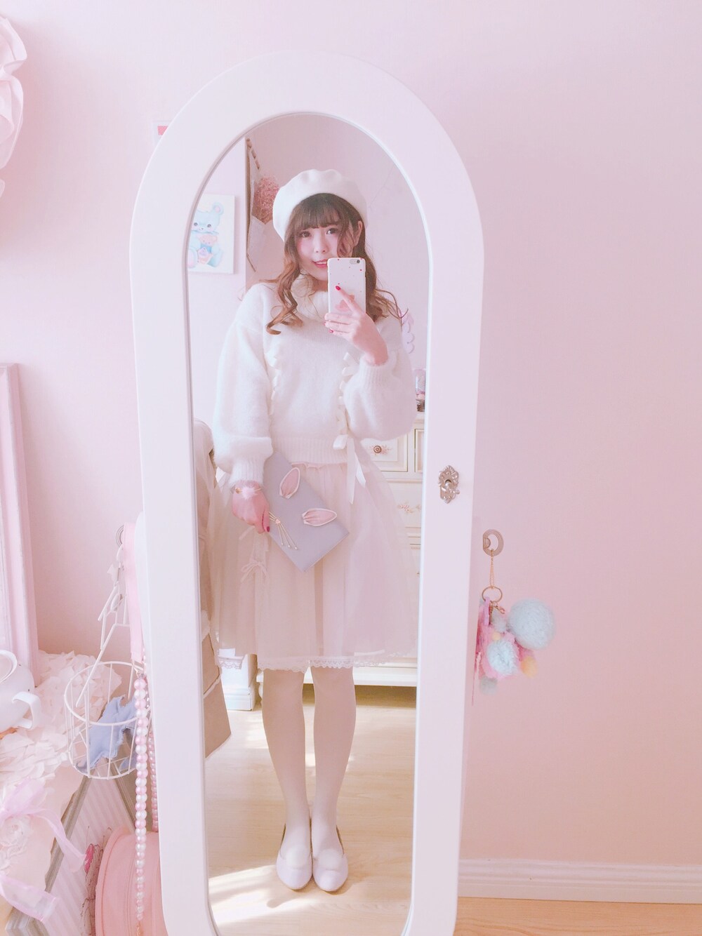 「Ank Rougeのアイテム（ニット/セーター、ホワイト系）」を使った、_小白菜さん（レディース・165cm）の冬コーディネートの1枚目の写真