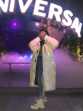 「USJ」｜「アイテム（その他アウター）」を使った、のじかさん（レディース・157cm）の春コーディネート