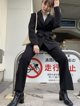 「タイダイ」｜「アイテム（チェスターコート）」を使った、lazyandeasyさん（レディース・158cm）の冬コーディネート
