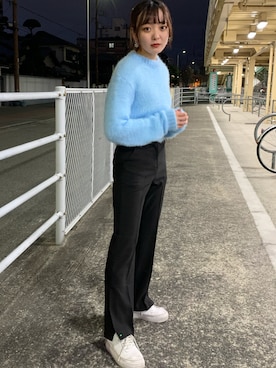 「アイテム（スラックス、その他）」を使った、lazyandeasyさん（レディース・158cm）の冬コーディネート