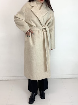 「白コート」｜「アイテム（チェスターコート）」を使った、lazyandeasyさん（レディース・158cm）の冬コーディネート