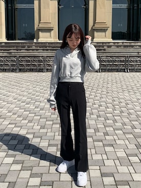 「スリットパンツ」｜lazyandeasyさん（レディース・158cm）の春コーディネート