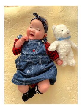 「アイテム（スカート）」を使った、riiano◡̈⃝︎⋆︎*さん（キッズ・60cm）の春コーディネート