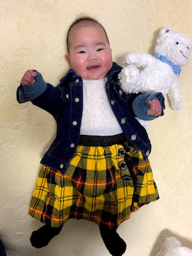 「アイテム（スカート）」を使った、riiano◡̈⃝︎⋆︎*さん（キッズ・60cm）の春コーディネート