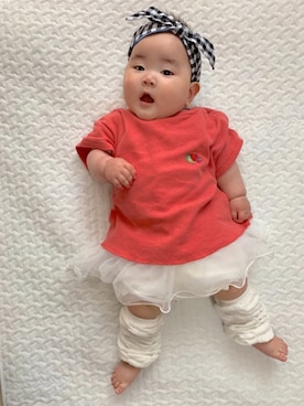 「アイテム（スカート）」を使った、riiano◡̈⃝︎⋆︎*さん（キッズ・70cm）の春コーディネート