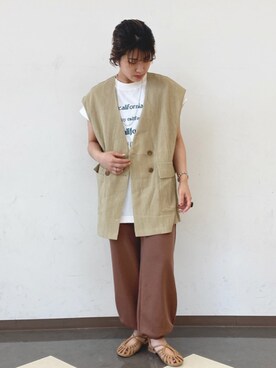 「ベストコーデ」｜「アイテム（スウェットパンツ）」を使った、ohmori anzuさん（レディース・154cm）の夏コーディネート