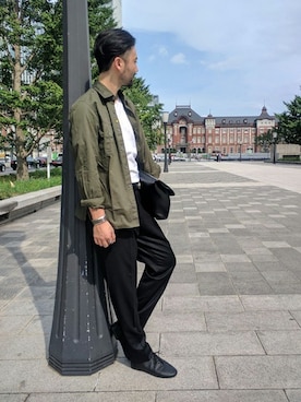 「アイテム（バレエシューズ）」を使った、eimuさん（メンズ・171cm）の夏コーディネート