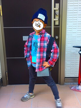 「にゃー（ニャー）のアイテム」を使った、mさん（キッズ・110cm）の冬コーディネート