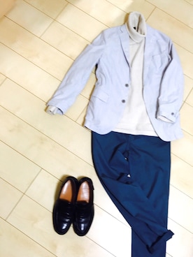 「UNIQLO（ユニクロ）のアイテム（テーラードジャケット、ホワイト系）」を使った、1226sssさん（メンズ・176cm）の春コーディネート