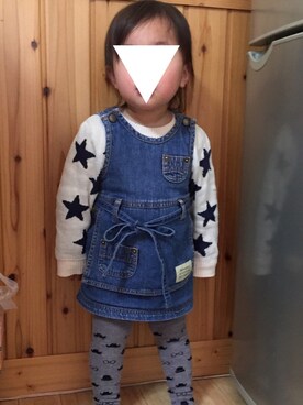 「BRANSHES（ブランシェス）のアイテム（スカート、ブルー系）」を使った、あさchocoさん（レディース）の夏コーディネート