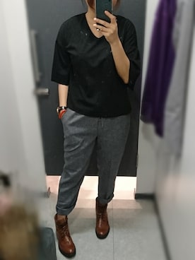 「NET（ネット）のアイテム（スラックス）」を使った、yungさん（レディース・160cm）の春コーディネート