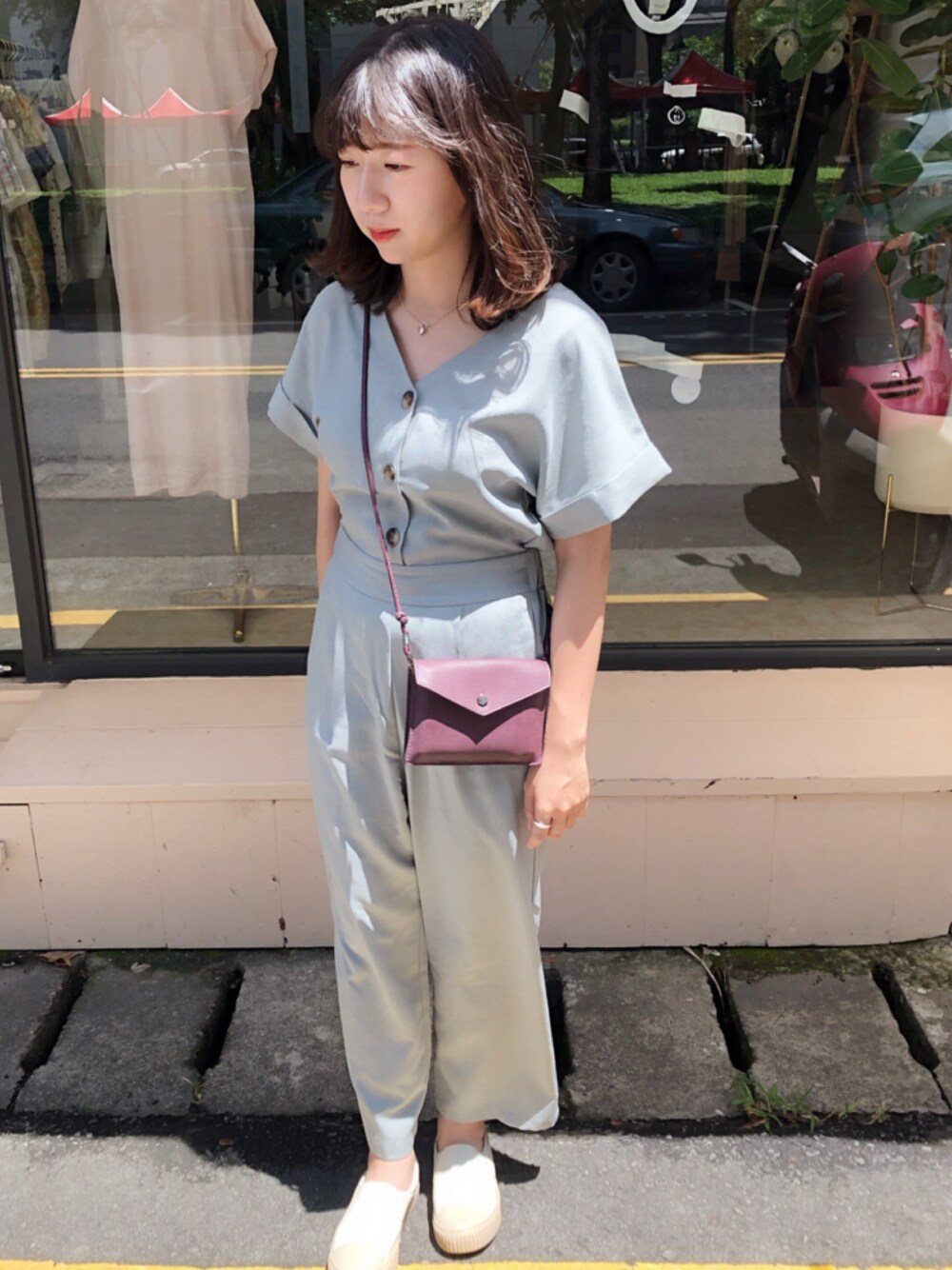 「GU、休閒、日系極簡」｜「GUのアイテム（つなぎ/オールインワン、その他）」を使った、Minminmin Chuさん（レディース・156cm）の夏コーディネートの1枚目の写真