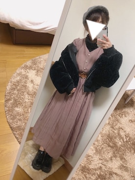 「くすみピンク」｜「アイテム（ブルゾン）」を使った、＊m a y u＊さん（レディース・144cm）の冬コーディネート