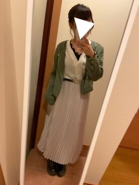 「MAJESTIC LEGON（マジェスティックレゴン）のアイテム（ライダースジャケット）」を使った、＊m a y u＊さん（レディース・144cm）の春コーディネート