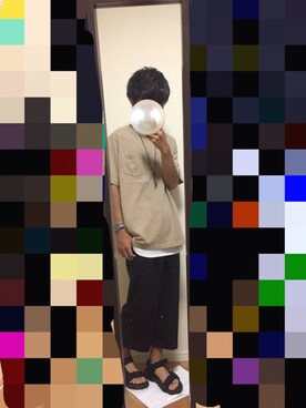「WEGO（ウィゴー）のアイテム（Tシャツ/カットソー、ブラウン系）」を使った、yuuさん（メンズ・173cm）の夏コーディネート
