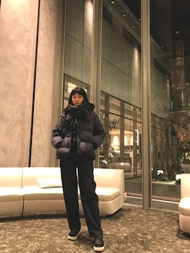 「MUJI」｜「アイテム（ダウンジャケット/コート）」を使った、chiakanghsuさん（レディース・175cm）の春コーディネート