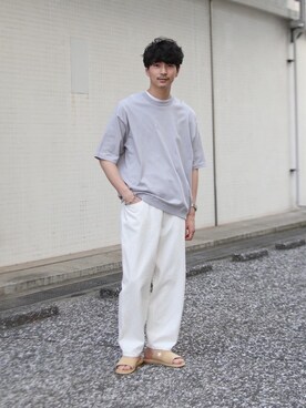 「BEAUTY&YOUTH UNITED ARROWS（ビューティーアンドユースユナイテッドアローズ）のBY バルーンシルエット 5P スラブデニムパンツ（デニムパンツ、ホワイト系）」を使った、Shouichi Yokoyamaさん（メンズ・178cm）の春コーディネート