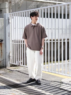 「Paraboot（パラブーツ）の【別注】 ＜PARABOOT（パラブーツ）＞ MALO/シューズ（モカシン/デッキシューズ、ブラック系）」を使った、Shouichi Yokoyamaさん（メンズ・178cm）の春コーディネート