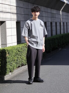 「BEAUTY&YOUTH UNITED ARROWS（ビューティーアンドユースユナイテッドアローズ）のBY KOMATSU PACK イージー オッド パンツ 【セットアップ対応】（その他パンツ、グレー系）」を使った、Shouichi Yokoyamaさん（メンズ・178cm）の春コーディネート