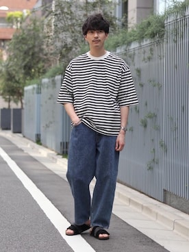 「BEAUTY&YOUTH UNITED ARROWS（ビューティーアンドユースユナイテッドアローズ）のBY バルーンシルエット 5P スラブデニムパンツ（デニムパンツ、ブルー系）」を使った、Shouichi Yokoyamaさん（メンズ・178cm）の春コーディネート